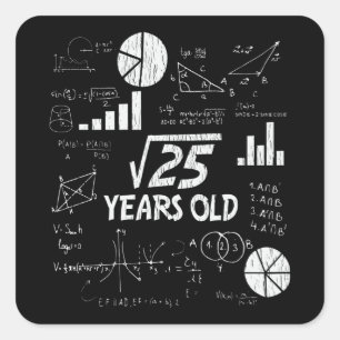 5. Geburtstagsplatz Root von 25 - 5 Jahren Quadratischer Aufkleber