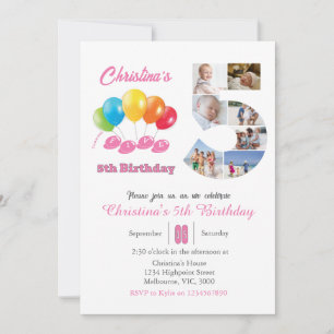 5. Geburtstagssammlung Foto Nr. 5 Mädchen Einladung