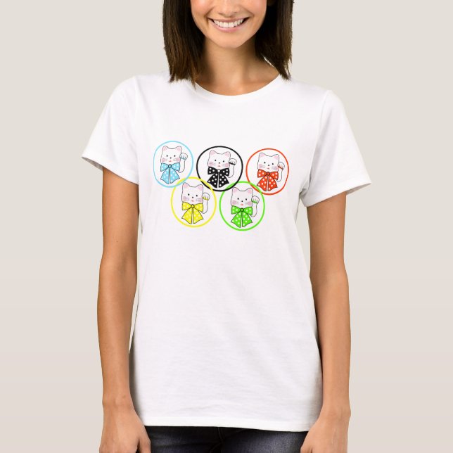 5 Glückkatzen T-Shirt (Vorderseite)