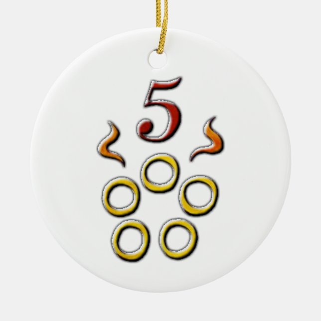 5 goldene Ringe Keramikornament (Vorne)