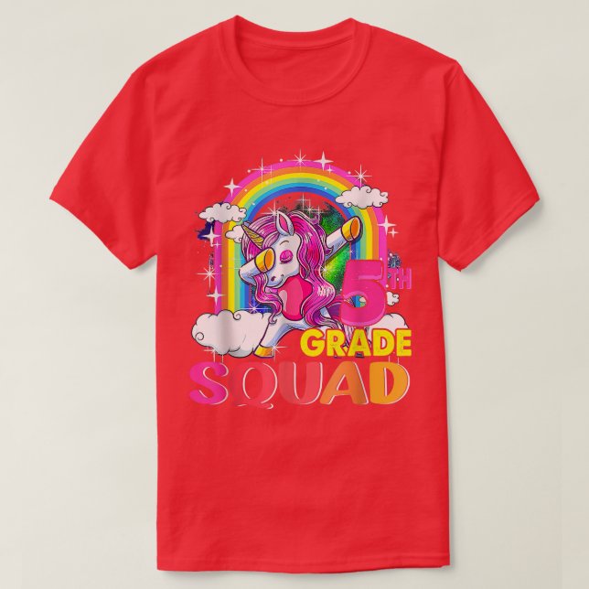 5. Grade Squad Dabbing Einhorn Girls Kinder zurück T-Shirt (Design vorne)
