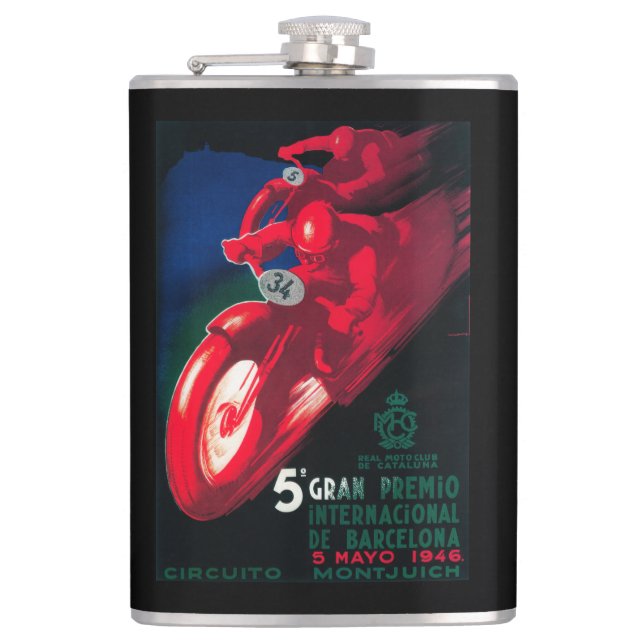 5 Gran Premio Internat'l Motorrad-Plakat Flachmann (Vorderseite)