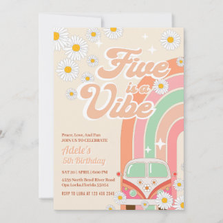 5. Groovy Birthday Daisy Hippie Birthday Einladung