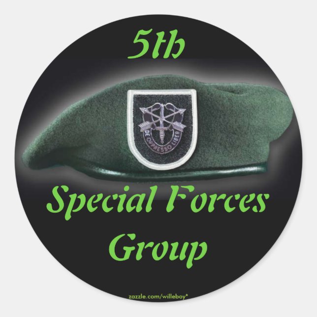 5. Gruppe der Spezialeinheiten für Campbell-Vetera Runder Aufkleber (Vorderseite)