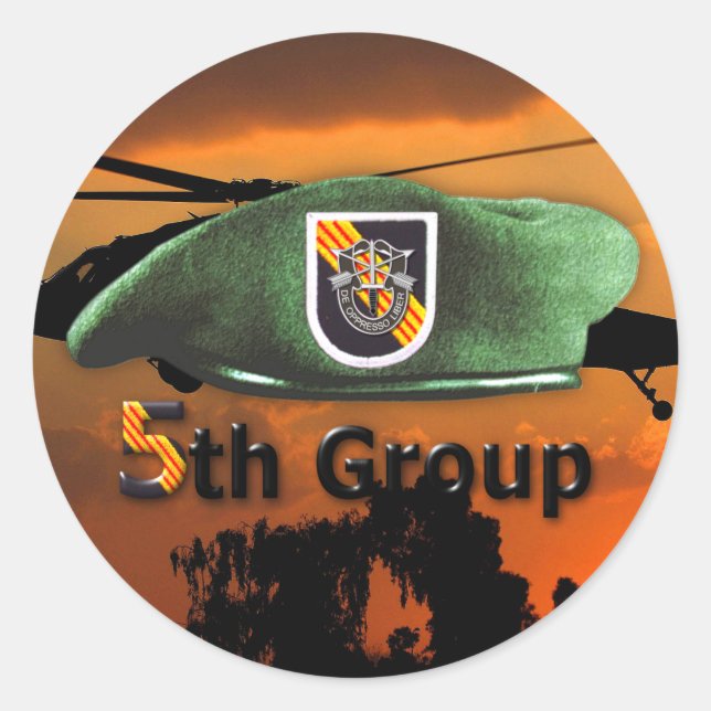 5. Gruppe der Spezialeinheiten SFG SF Veteranen LR Runder Aufkleber (Vorderseite)