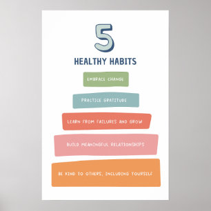 5 Habitudes saines Poster en classe brillant