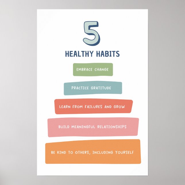 5 Habitudes saines Poster en classe brillant (Devant)