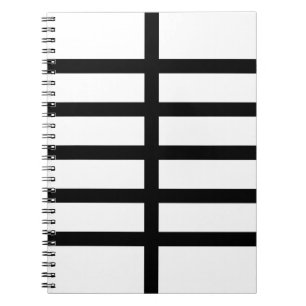 5 halbierte schwarze Linien Notizblock