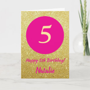 5. Happy Birthday Hot Pink und Gold Glitzer Karte