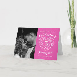 5. Hochzeit Jubiläum Herzpinke Karte