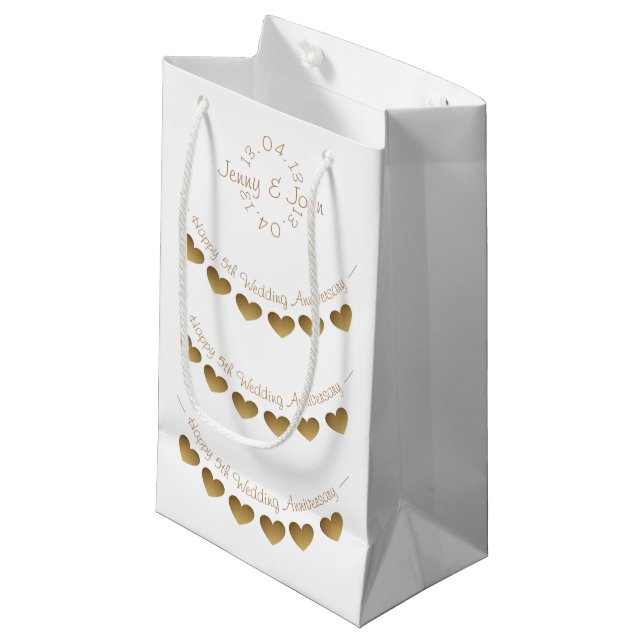 5. Hochzeit Jubiläum kleine Geschenktasche Holz He Kleine Geschenktüte (Vorderseite Schrägansicht)
