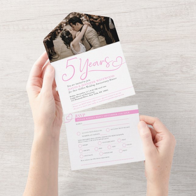 5. Hochzeitliches UAWG zum Jubiläum All In One Einladung (Abreißen)