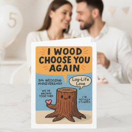 5. Hochzeitsjubiläum Pun Holz Karte
