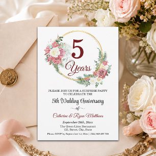 5. Hochzeitsjubiläum Überraschungsparty Blumen Einladung
