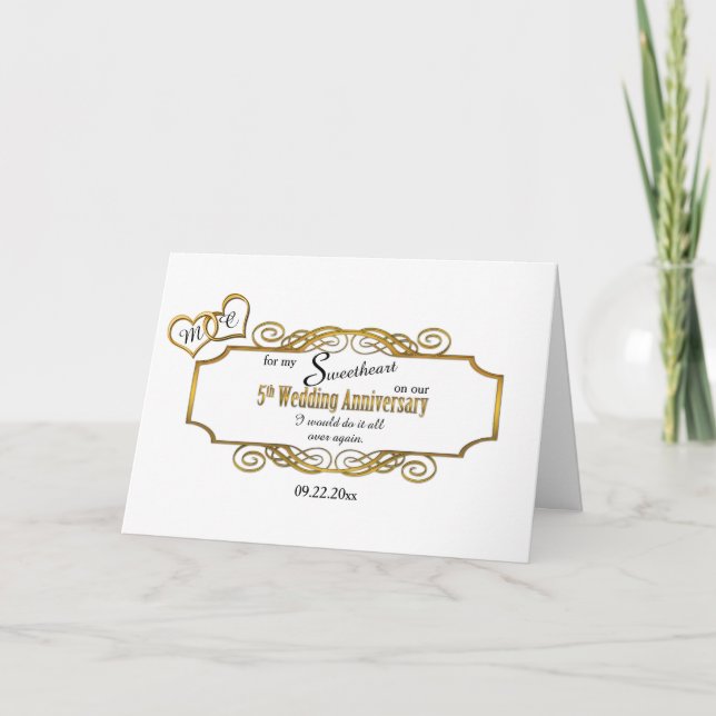 5. Hochzeitstag für mein Herz Karte (Vorderseite)