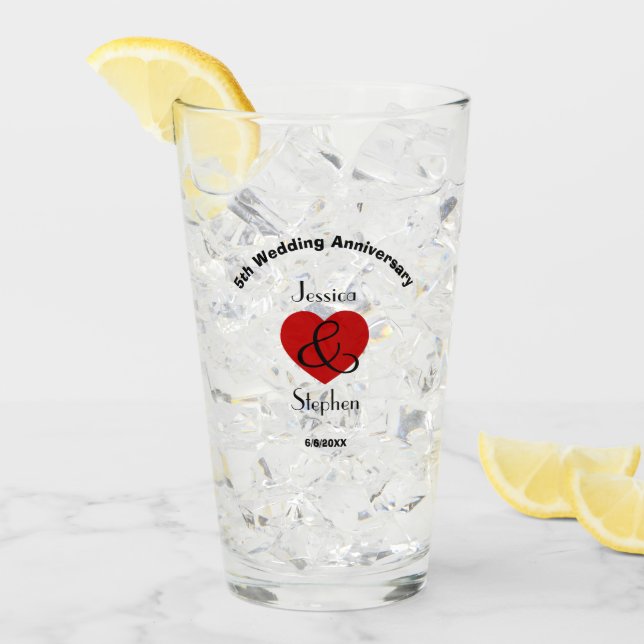 5. Hochzeitstag Geschenk Personalisiert Glas (Vorderseite Ice)