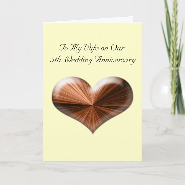 5. Hochzeitstag Grußkarte mit Holz Karte (Vorderseite)