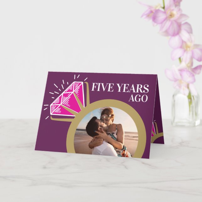 5. Hochzeitstag Rosa Turningring Foto Karte (Orchidee)