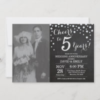 5. Hochzeitstag Schwarzes Silber Chalkboard