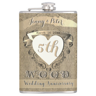 5. Hochzeitstag "Wood" Flachmann