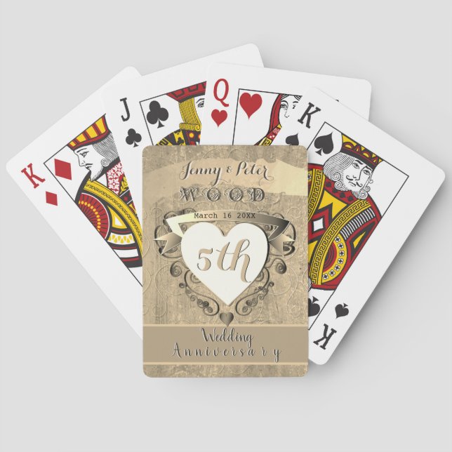 5. Hochzeitstag "Wood" Spielkarten (Rückseite)