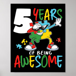 5 Jahre alt Geburtstag Autistischer Junge Autismus Poster