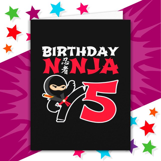 5 Jahre alt Karate Ninja Party Kinder 5. Geburtsta Karte (Von Creator hochgeladen)