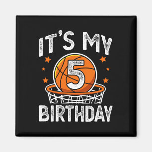 5 Jahre alt Kinder Basketball Sport 5th Birthday B Magnet