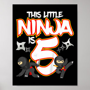 5 Jahre alt Ninja Geburtstagsparty Martial Arts Ka Poster
