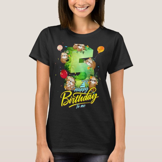 5 Jahre alt Sloth Birthday Girl 5th Girls New Girl T-Shirt (Vorderseite)
