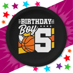 5 Jahre altes Basketball Party Thema 5th Birthday  Pappteller