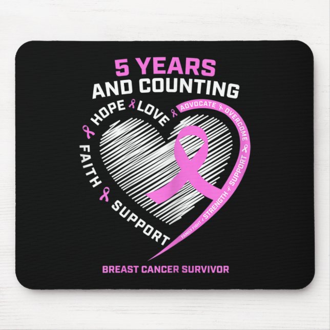 5 Jahre Brustkrebserkrankung 5 Jahre Krebs kostenl Mousepad (Vorne)