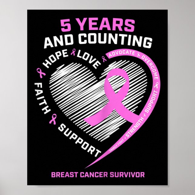 5 Jahre Brustkrebserkrankung 5 Jahre Krebs kostenl Poster (Vorne)