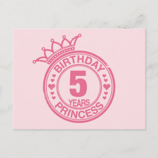 5 Jahre - GeburtstagsPrinzessin - rosa Postkarte