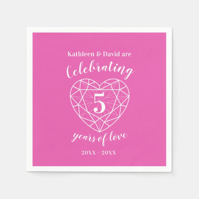 5 Jahre Liebe-Serviette Serviette (Vorderseite)