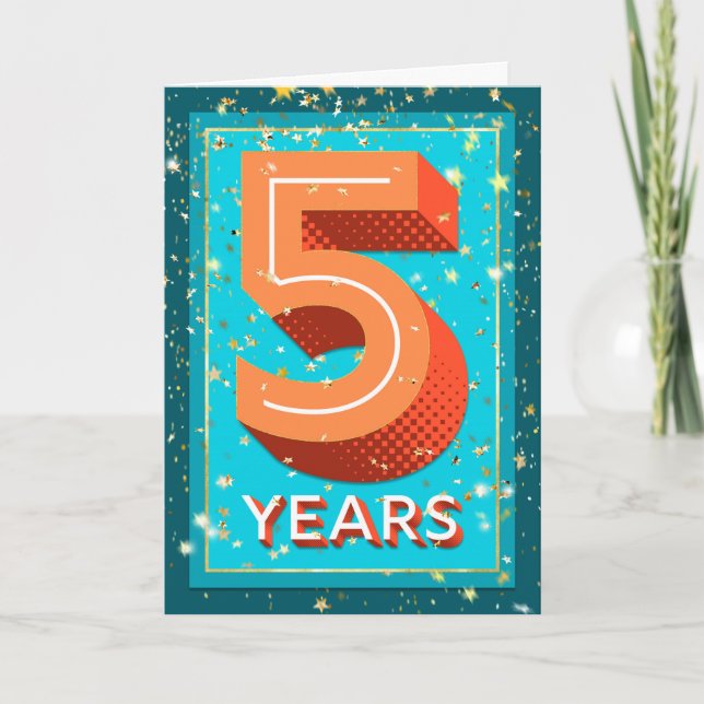 5 Jahre Mitarbeiterjubiläum - Fettzahl Karte (Vorderseite)