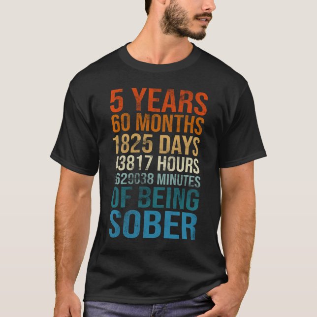 5 Jahre nüchterne Feier Sober Sobriety Erholung T-Shirt (Vorderseite)