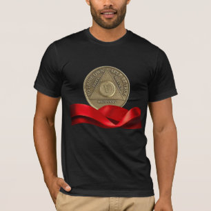 5 Jahre Nüchternheits-Jubiläumsmünze Rotes Band T-Shirt