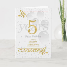 5 Jahre Sober Birthday Imitate Gold Glitzer Karte