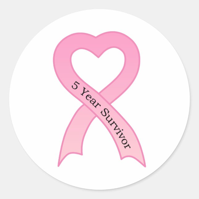 5 Jahre Überleben Rosa Ribbon Aufkleber (Vorderseite)