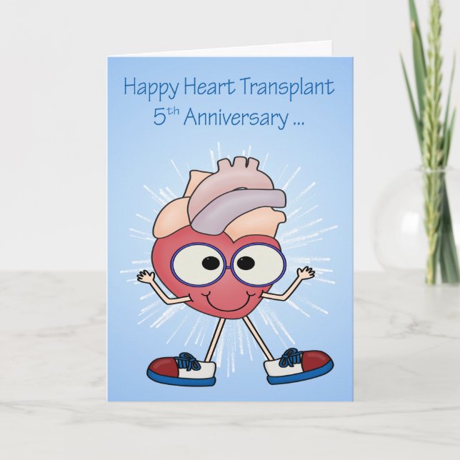 5. Jahrestag der Herztransplantation Grußkarten Karte (Vorderseite)