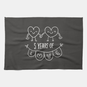 5. Jahrestag Geschenk Chalk Herzen Küchentuch