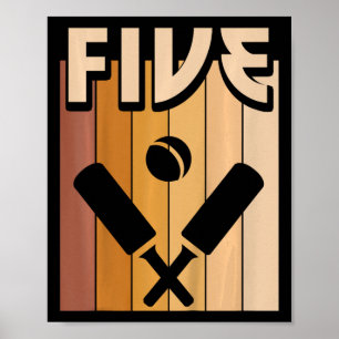 5-jähriger Cricket-Geburtstagsjunge Mädchen 5. Geb Poster