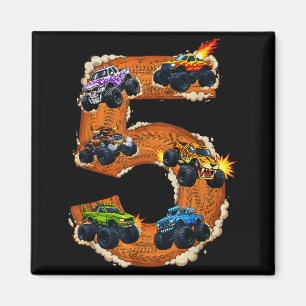 5-jähriger Monster-Truck-Junge Kleinkind 5. Geburt Magnet