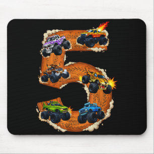 5-jähriger Monster-Truck-Junge Kleinkind 5. Geburt Mousepad