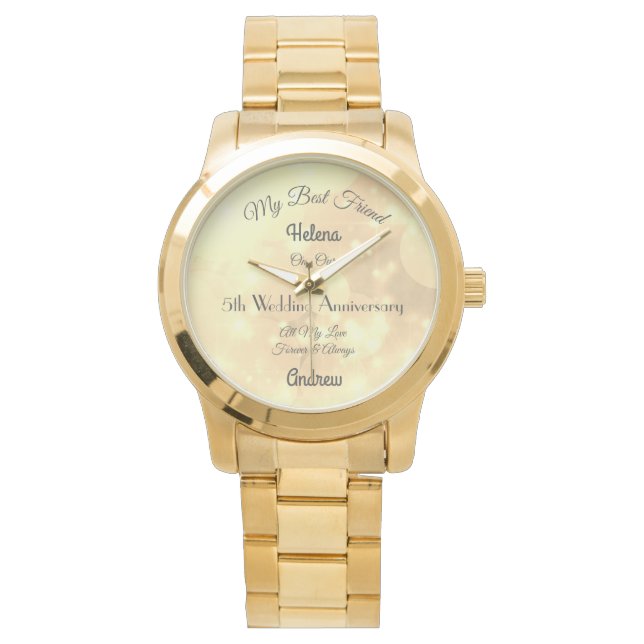 5. Jubiläum Ehefrau personalisiert Watch Armbanduhr (Vorderseite)