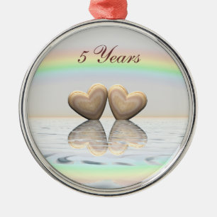 5. Jubiläum Holzherzen Ornament Aus Metall