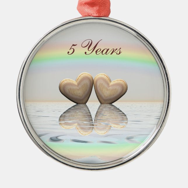 5. Jubiläum Holzherzen Ornament Aus Metall (Vorne)