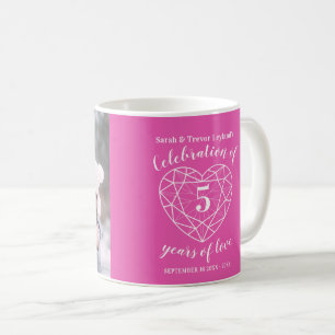 5. Jubiläum rosa Turmalinherz Foto Kaffeetasse