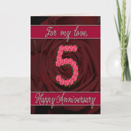 5. Jubiläumskarte mit Rose und Blätter Karte